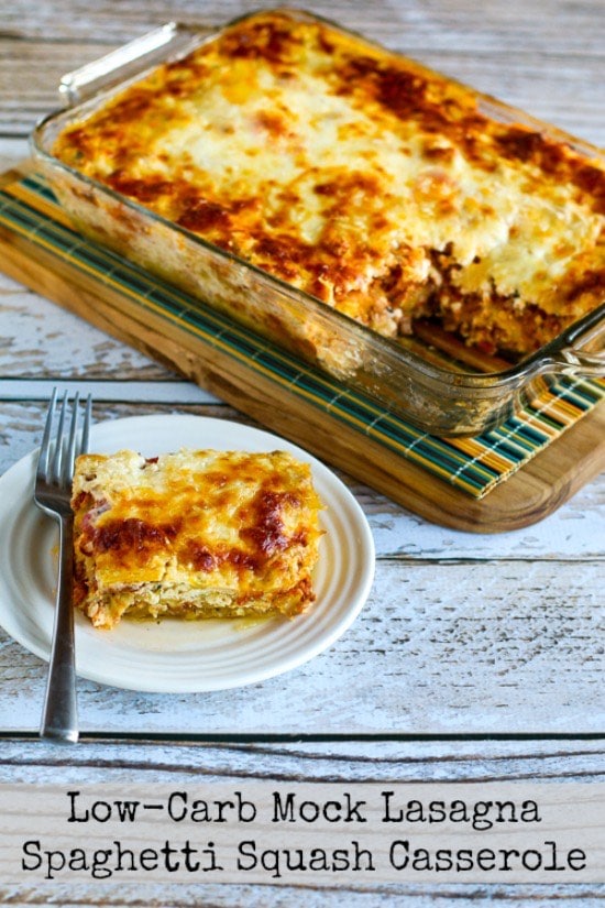 Cazuela de calabaza con espagueti y lasaña simulada baja en carbohidratos
