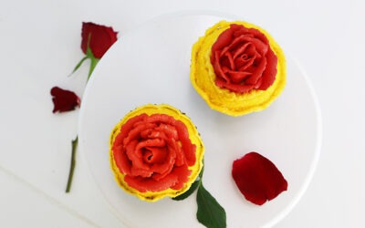 Pastelitos de pétalos de rosa de la bella y la bestia