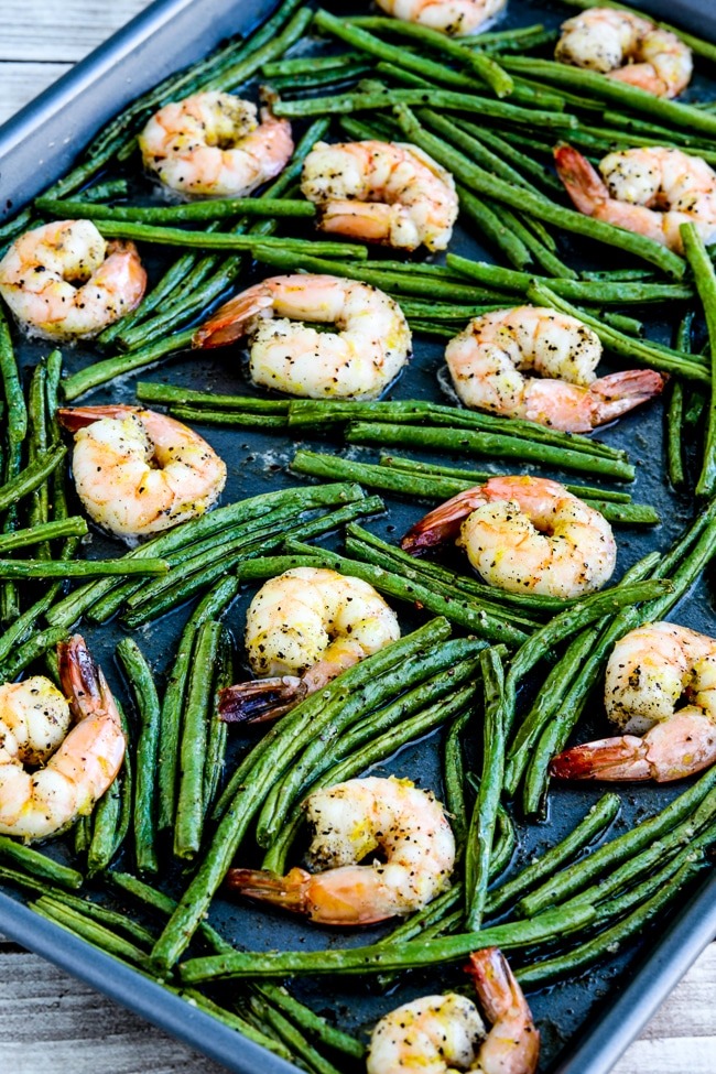Sartén picante de judías verdes y camarones