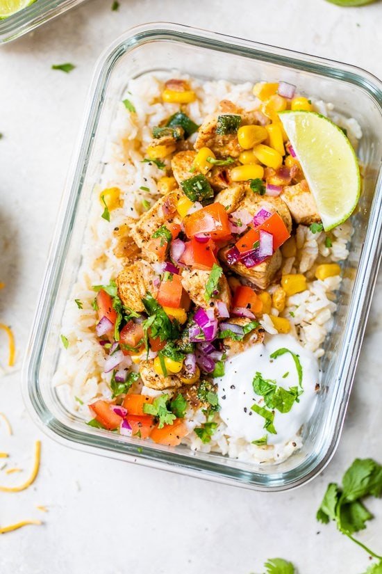 Tazones De Arroz De Taco Poblano De Pollo