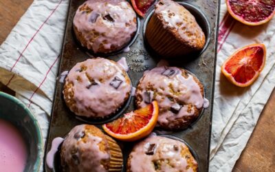 Muffins de naranja sanguina con chocolate