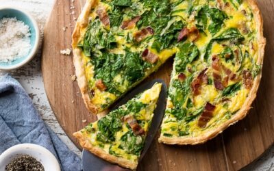 Receta fácil de quiche con espinacas, tocino o jamón
